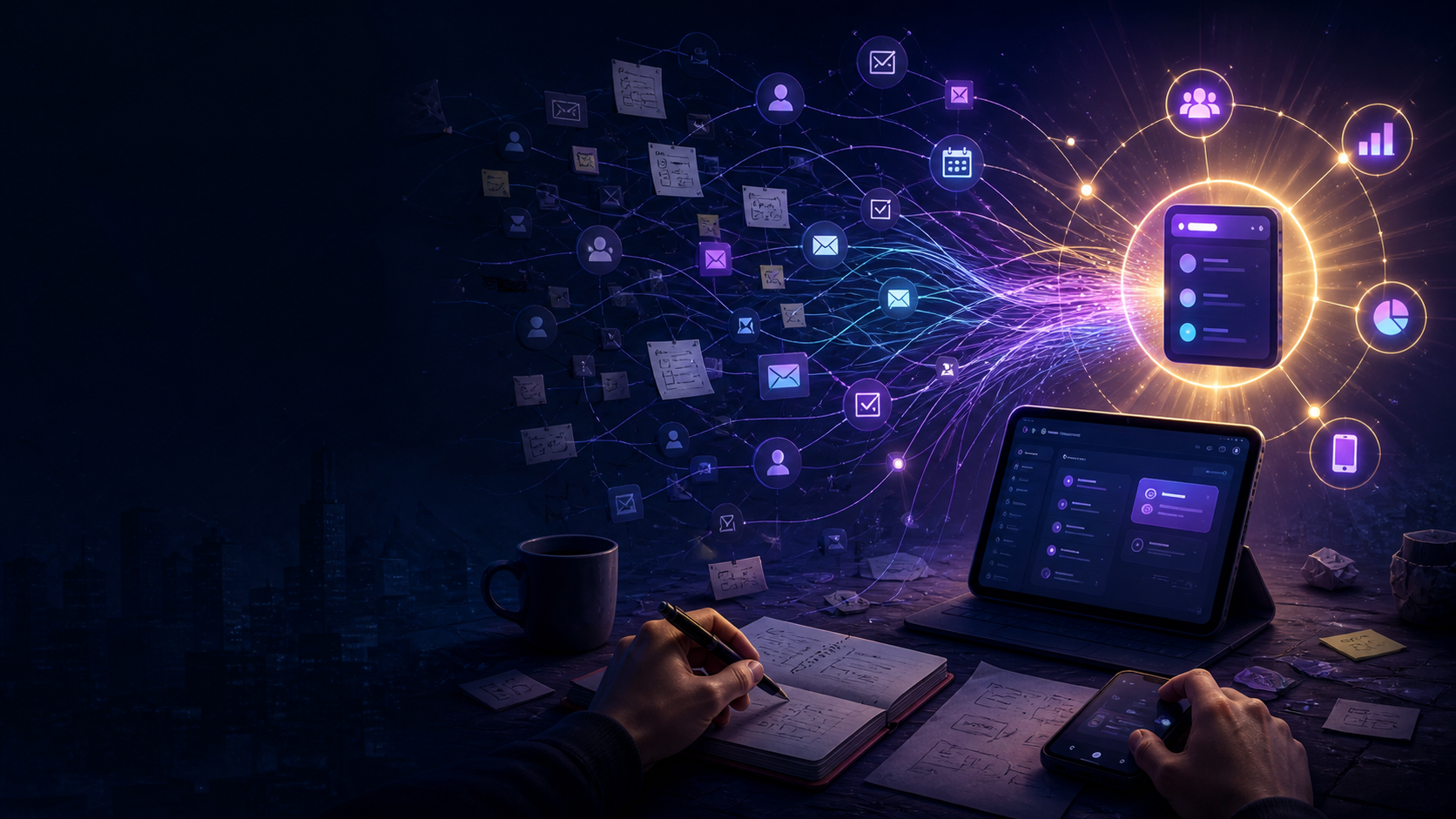 Research signals and user conversations flowing into a focused app idea